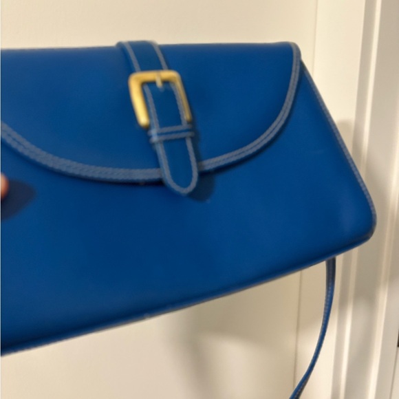 Liz Claiborne Blue Leather Messenger Shoulder Bag - Picture 2 of 10